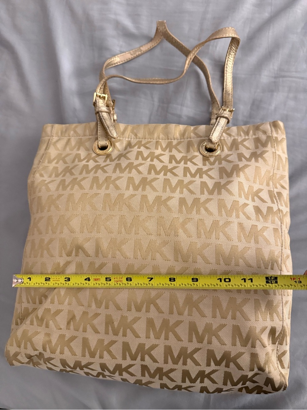Michael Kors Metallic Gold MK Monogram Tote - Picture 6 of 7
